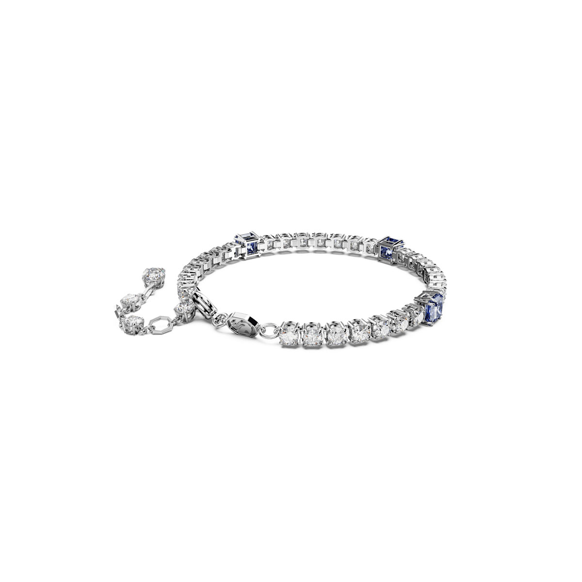 Swarovski Matrix Tennis bracelet, Mixed cuts, Blue, Rhodium